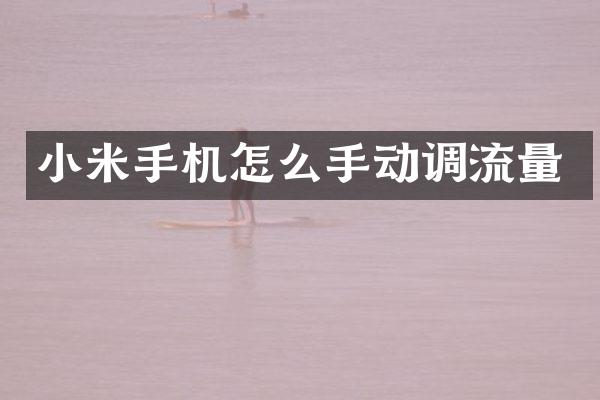小米手机怎么手动调流量