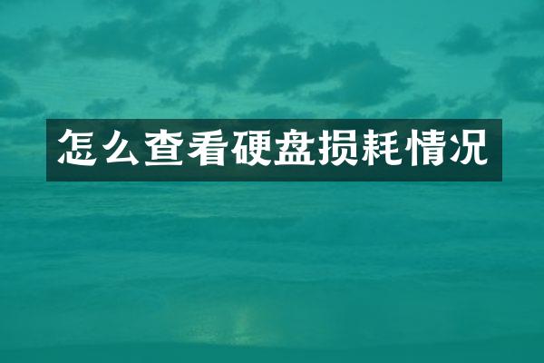 怎么查看硬盘损耗情况