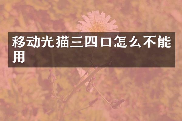 移动光猫三四口怎么不能用