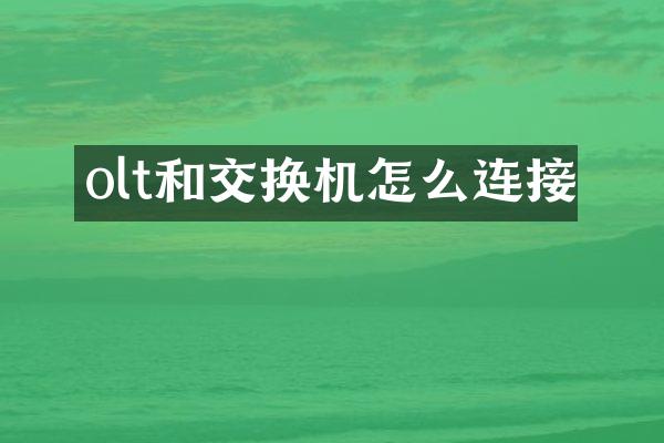 olt和交换机怎么连接