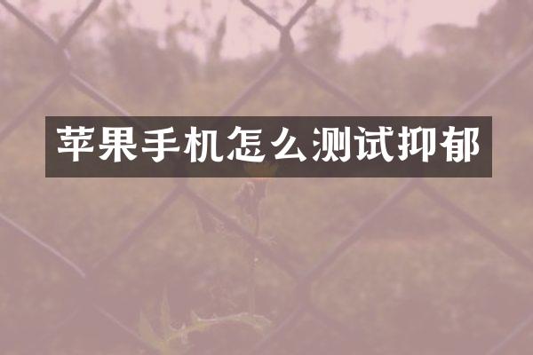 苹果手机怎么测试抑郁