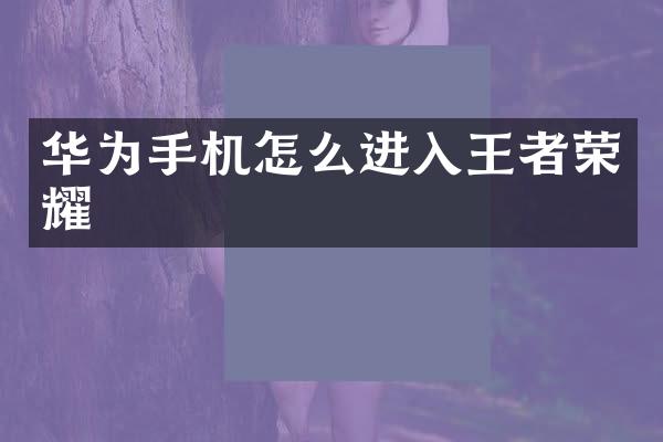 华为手机怎么进入王者荣耀