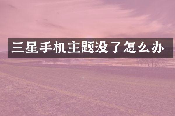 三星手机主题没了怎么办
