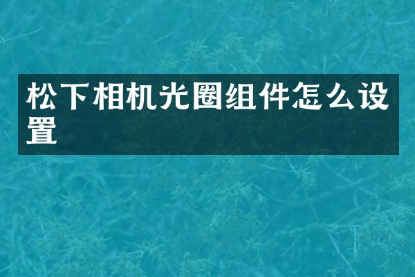相机光圈组件怎么设置