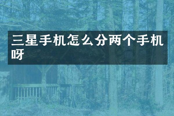 三星手机怎么分两个手机呀