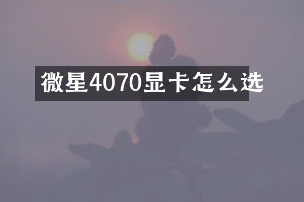 微星4070显卡怎么选