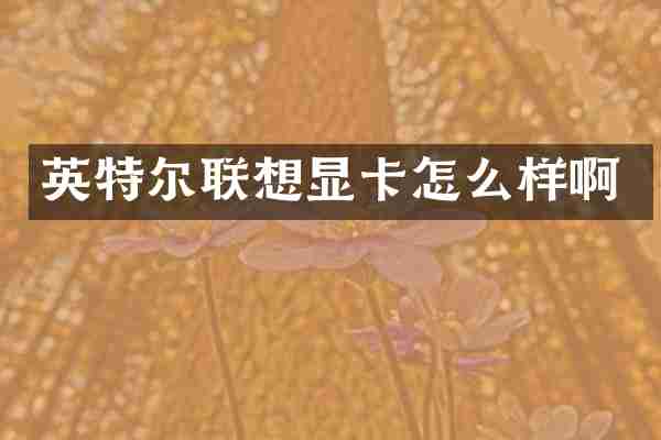 英特尔联想显卡怎么样啊