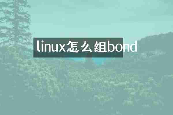 linux怎么组bond