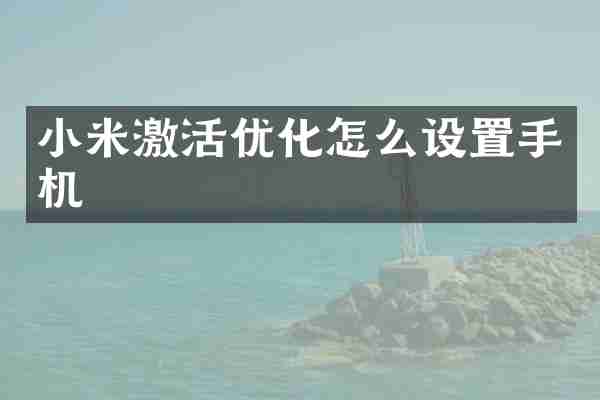 小米激活优化怎么设置手机