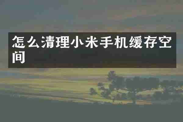 怎么清理小米手机缓存空间