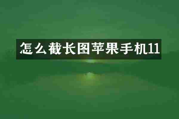 怎么截长图苹果手机11