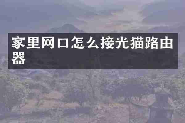 家里网口怎么接光猫路由器