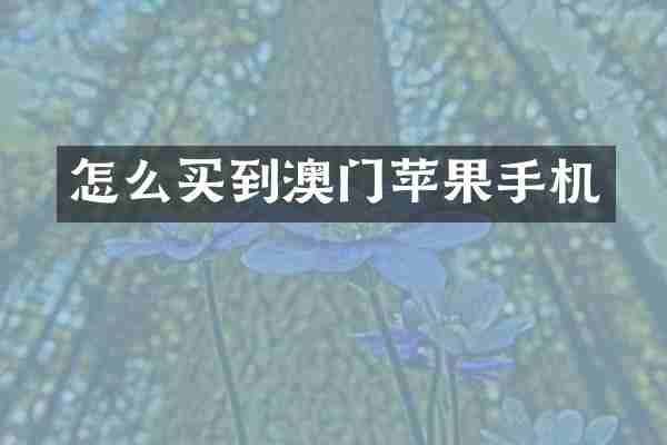 怎么买到澳门苹果手机