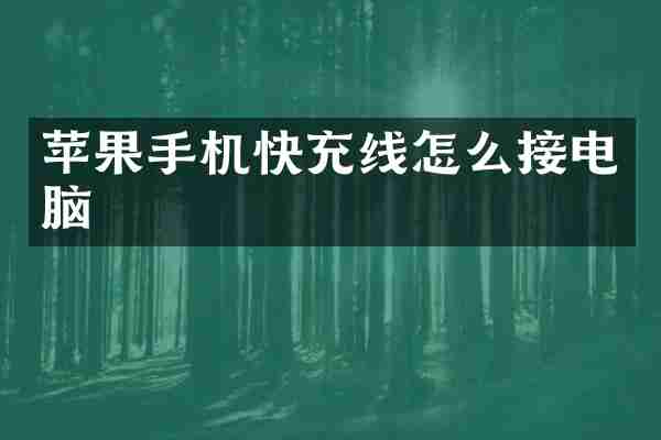 苹果手机快充线怎么接电脑
