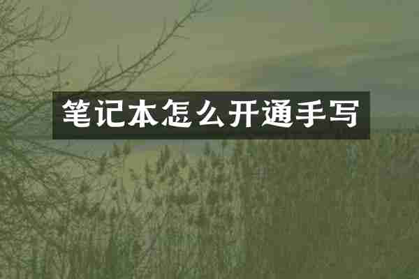 笔记本怎么开通手写
