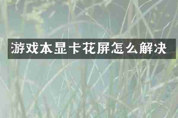 游戏本显卡花屏怎么解决