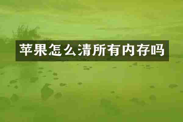 苹果怎么清所有内存吗