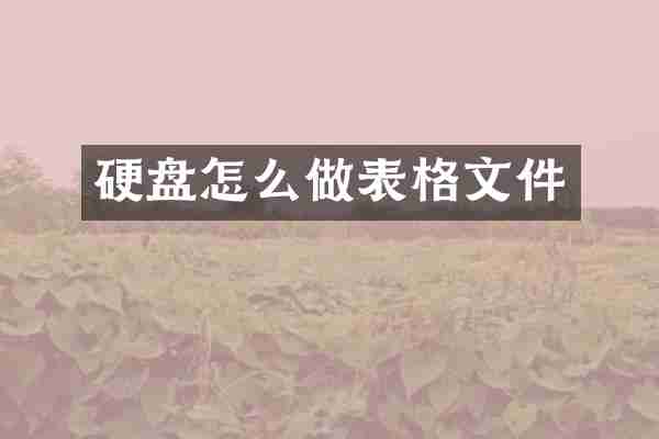 硬盘怎么做表格文件