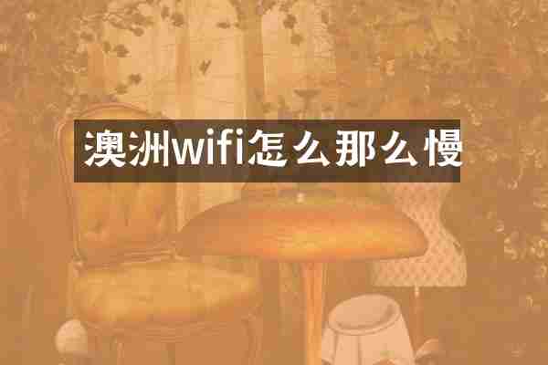 澳洲wifi怎么那么慢