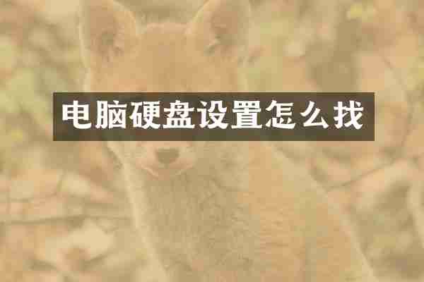 电脑硬盘设置怎么找