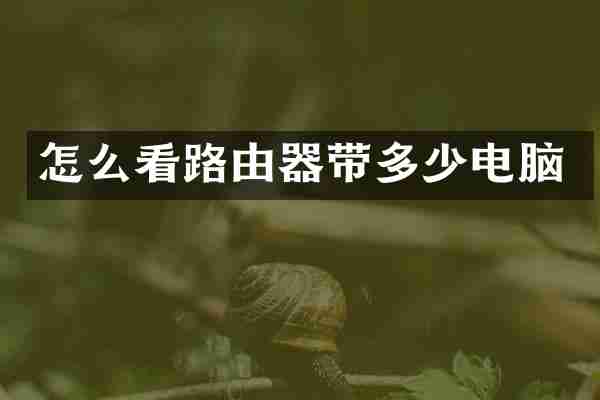 怎么看路由器带多少电脑