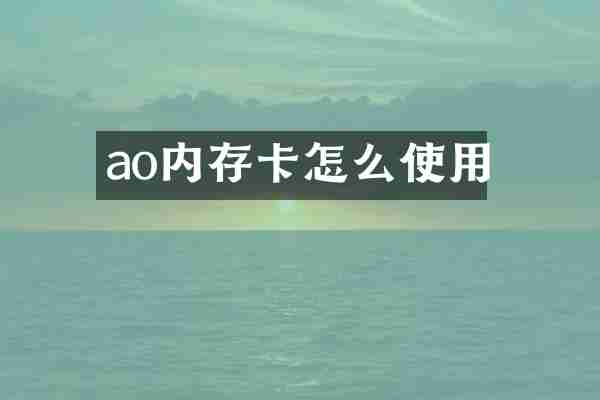 ao内存卡怎么使用