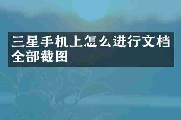 三星手机上怎么进行文档全部截图