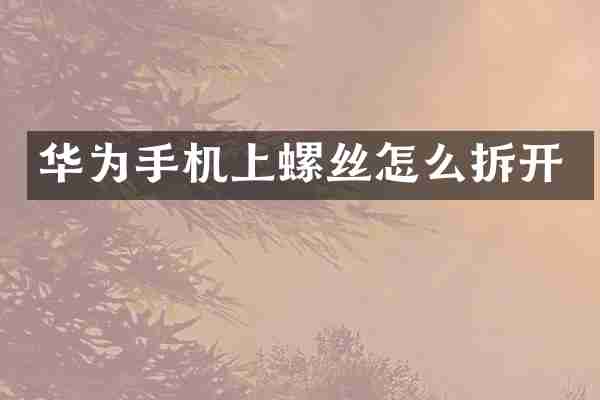 华为手机上螺丝怎么拆开