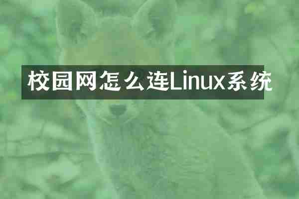 校园网怎么连Linux系统