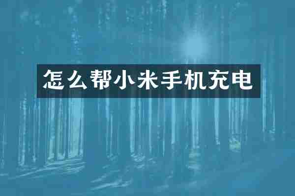 怎么帮小米手机充电