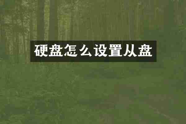 硬盘怎么设置从盘