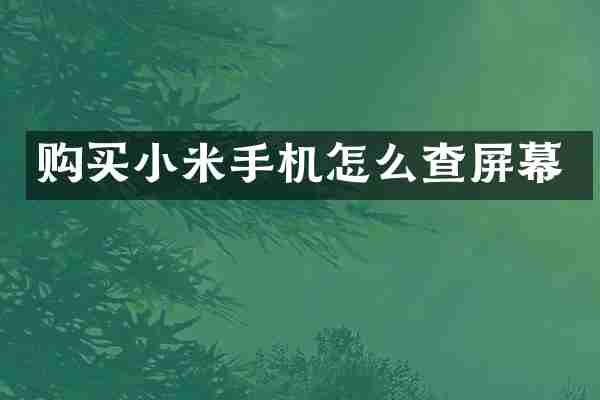 购买小米手机怎么查屏幕