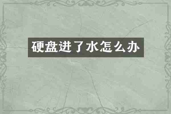 硬盘进了水怎么办
