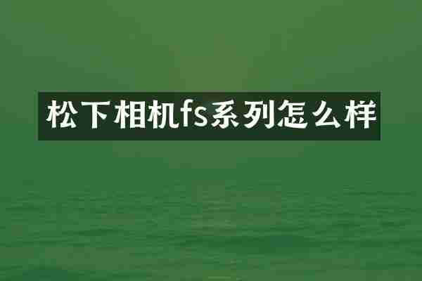 相机fs系列怎么样
