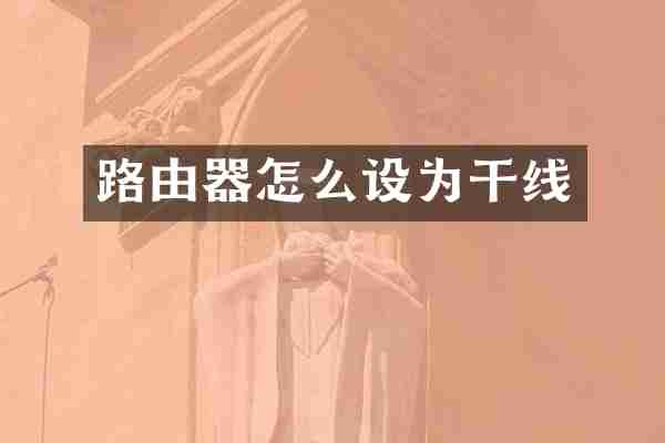 路由器怎么设为干线