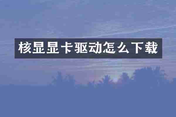 核显显卡驱动怎么下载