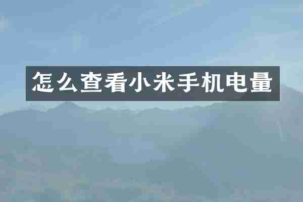 怎么查看小米手机电量