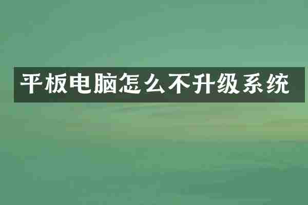 平板电脑怎么不升级系统