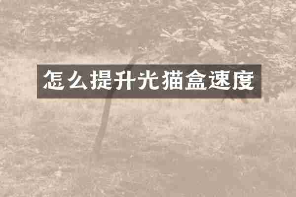 怎么提升光猫盒速度