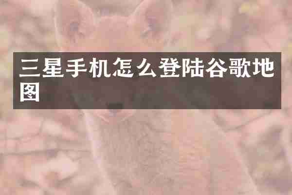三星手机怎么登陆谷歌地图