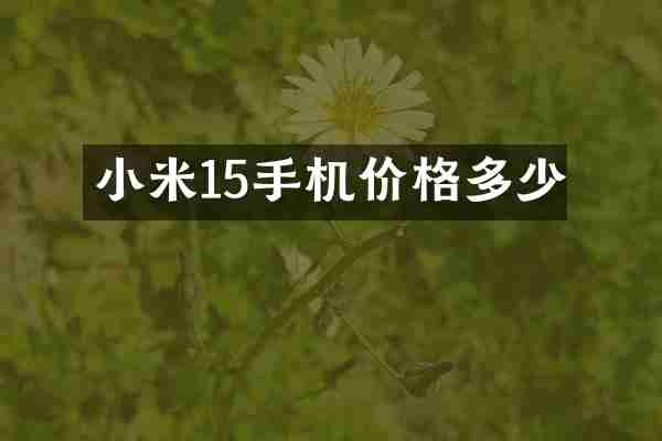 小米15手机价格多少