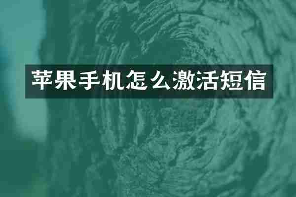 苹果手机怎么激活短信