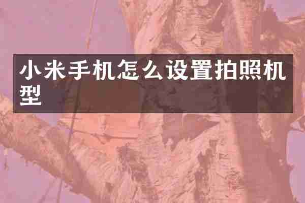 小米手机怎么设置拍照机型