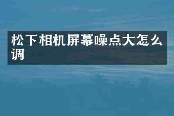 相机屏幕噪点大怎么调