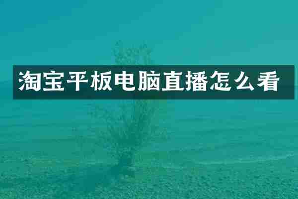 淘宝平板电脑直播怎么看