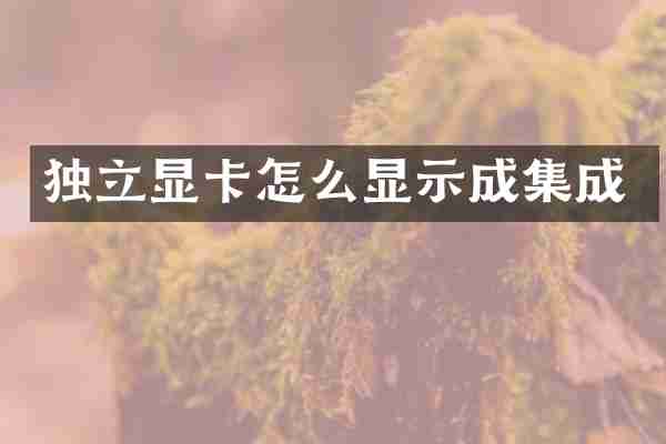 独立显卡怎么显示成集成