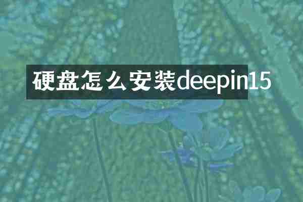 硬盘怎么安装deepin15
