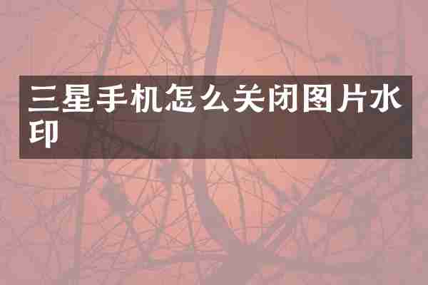 三星手机怎么关闭图片水印