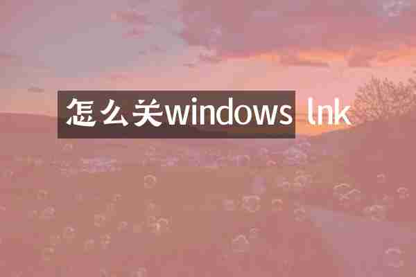 怎么关windows lnk