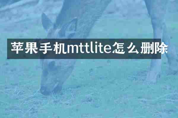 苹果手机mttlite怎么删除
